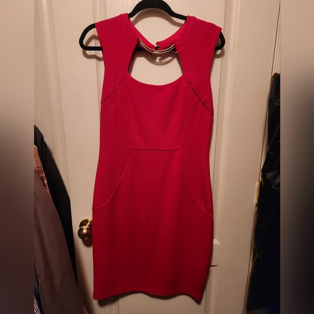 Bisou Bisou Vibrant Red Backless Dress Size 14